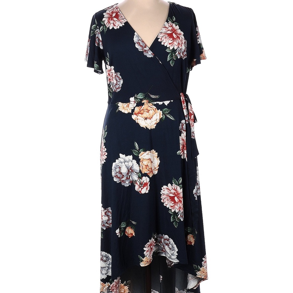 High to low floral wrap dress